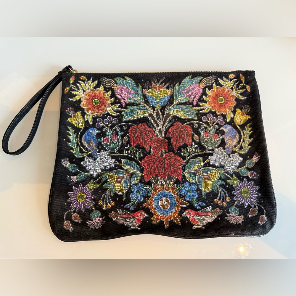 ELA x Belcourt Black and Red Floral Clutch with Wristlet